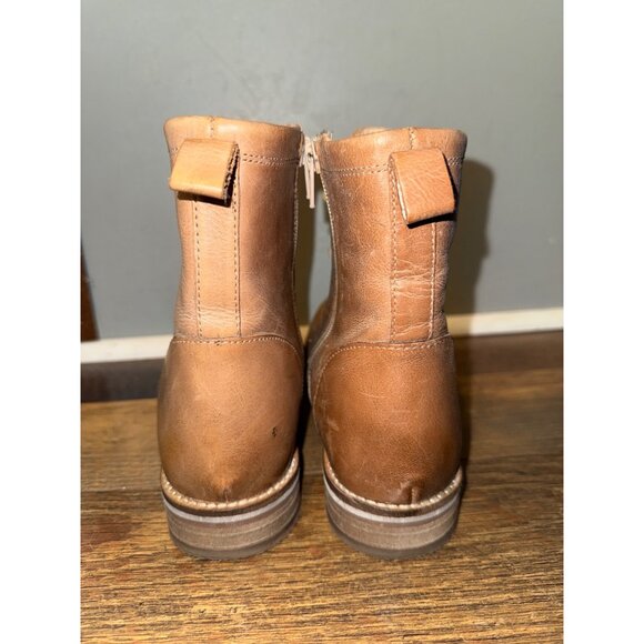 Crevo Freya Lace Up Ankle Boot Beige Genuine Leather Side Zip Distressed Size 8 - Picture 7 of 13